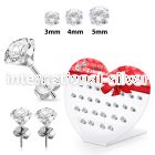dheszr1 steel ear studs prong setting 3mm 5mm cz 13