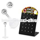 display w 24 bio flex labrets w 3mm clear jewel ball top 