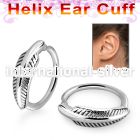 echfe 316l steel helix ear cuff w a feather on the top
