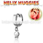 ehh767 high polished stainless steel huggie w a dangling tulip 