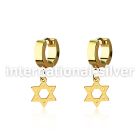 ergdsr gold steel huggies earrings w dangling david star