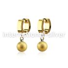 ergfot8 gold steel huggies earrings w 8mm ball w frosted effect