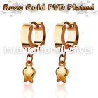 err767 rose gold stainless steel huggie earring w a tulip 