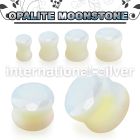 fgsa opalite moonstone double flare ear plug faceted cut