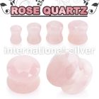 fgsb rose quartz stone double flare ear plug faceted cut