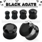 fgsd black agate stone double flare ear plug faceted cut