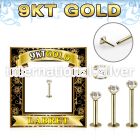 g9lbz 9kt yellow gold labret stud 16g threadless push in cz