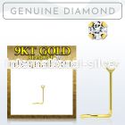 g9scdb2 genuine diamond 9karat gold nose screw stud 2mm prong set round diamond