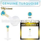 gbige7 flexi labret stud 14k threadless push in turquoise