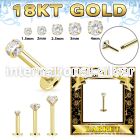 gglbz 18 k gold threadless push in labret stud 16g cz