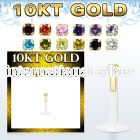 gibizms bio flex labret w 10kt gold top w 1.5mm round cz stone