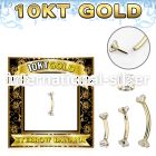 gibnz 10k gold eyebrow banana w thread less top w cz stones