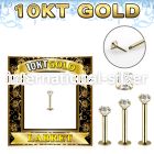 gilbz solid 10k gold labret w thread less push in top w cz