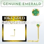 giscge10 10kt gold nose screw with a 2mm prong set emerald stone
