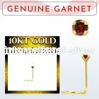 giscge2 10kt gold nose screw with a 2mm prong set garnet stone