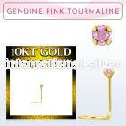 giscge3 10kt gold nose screw with 2mm prong set pink tourmaline