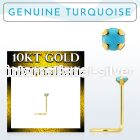 giscge7 10kt gold nose screw with 2mm prong set turquoise stone