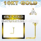 gisztm1 10kt gold nose screw, w 3mm triangle cz stone