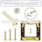 glbdi 14k gold labret 1.5mm prong set with round diamond