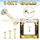 glbfr 14 k gold labret stud threadless push top flat ferido