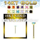 gnbqm1 14 karat yellow gold nose bone 22g square color cz