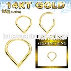 gsgha16 14k yellow gold hinged segment hoop 16g drop shaped