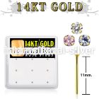 gys1x box 14kt gold bend it nose studs, 20g w 1.5mm czs 