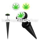 ivtpl2 black acrylic fake taper with marijuana logo o rings