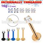 lbtczin pvd plating steel labret stud 16g prong cz internal