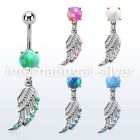 moop568 steel belly banana w 7mm opal dangling bird wing