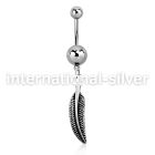 msd638 316l steel belly banana w a dangling curved feather