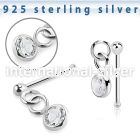 nbdvbz1 silver nose bone ball press fit dangling cz