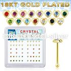 nbhrbxmg 18k gold plated silver nose bones  with color heart