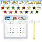 nbstxmg 18k gold plated silver nose bones with color star