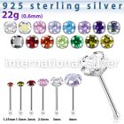 nbz sterling silver 22g nose bone round cz