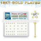 nbzscg 18k gold plated silver nose bones with prong cz star