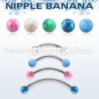 npbnop5 316l steel nipple banana 5mm synthetic opal balls