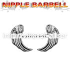 npsh15 316l steel nipple barbell with two rhodium plated wings