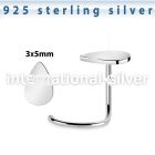 nwvdr sterling silver nose screw teardrop shaped top