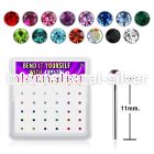 ny9mbx box silver bend it nose studs, 20g w 1.5mm crystals