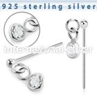 nydvbz1 silver bend it to fit nose stud ball press fit cz