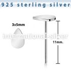 nyvdr sterling silver nose stud teardrop shaped top