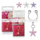 pknp32 steel nonpiercing nipple ring u shape dangling flower