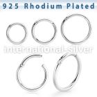 rhsegh16 rhodium plating silver hinged segment hoop 16g