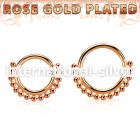 rsspv18 rose gold plated silver seamless septum ring,18g w beads