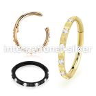 sgsh44t pvd plating steel hinged segment hoop 16g cz pyramid