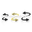 spt20cn anodized 316l steel eyebrow spiral, 20g w 3mm cones