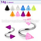 spuvcn4 spirals twisters surgical steel 316l with acrylic parts labrets chin