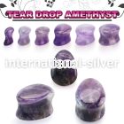 tgsd amethyst double flare saddle ear plug teardrop shape