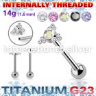 ubbimshz2 titanium straight barbell 14g cz triangle internal
